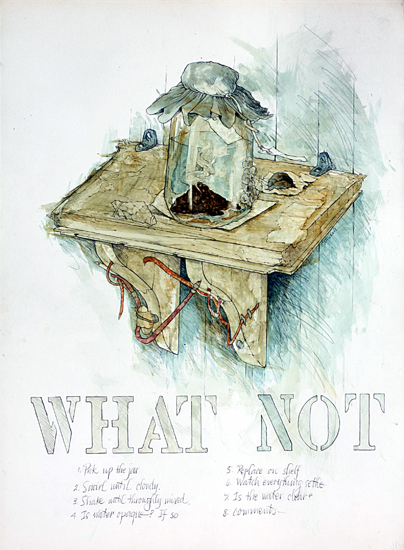 What Not, 22" x 30", pen and ink and watercolor