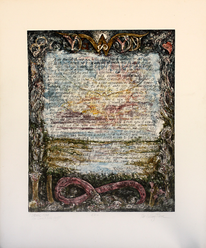 Common Sense, c.1980s, dry point etching and watercolor